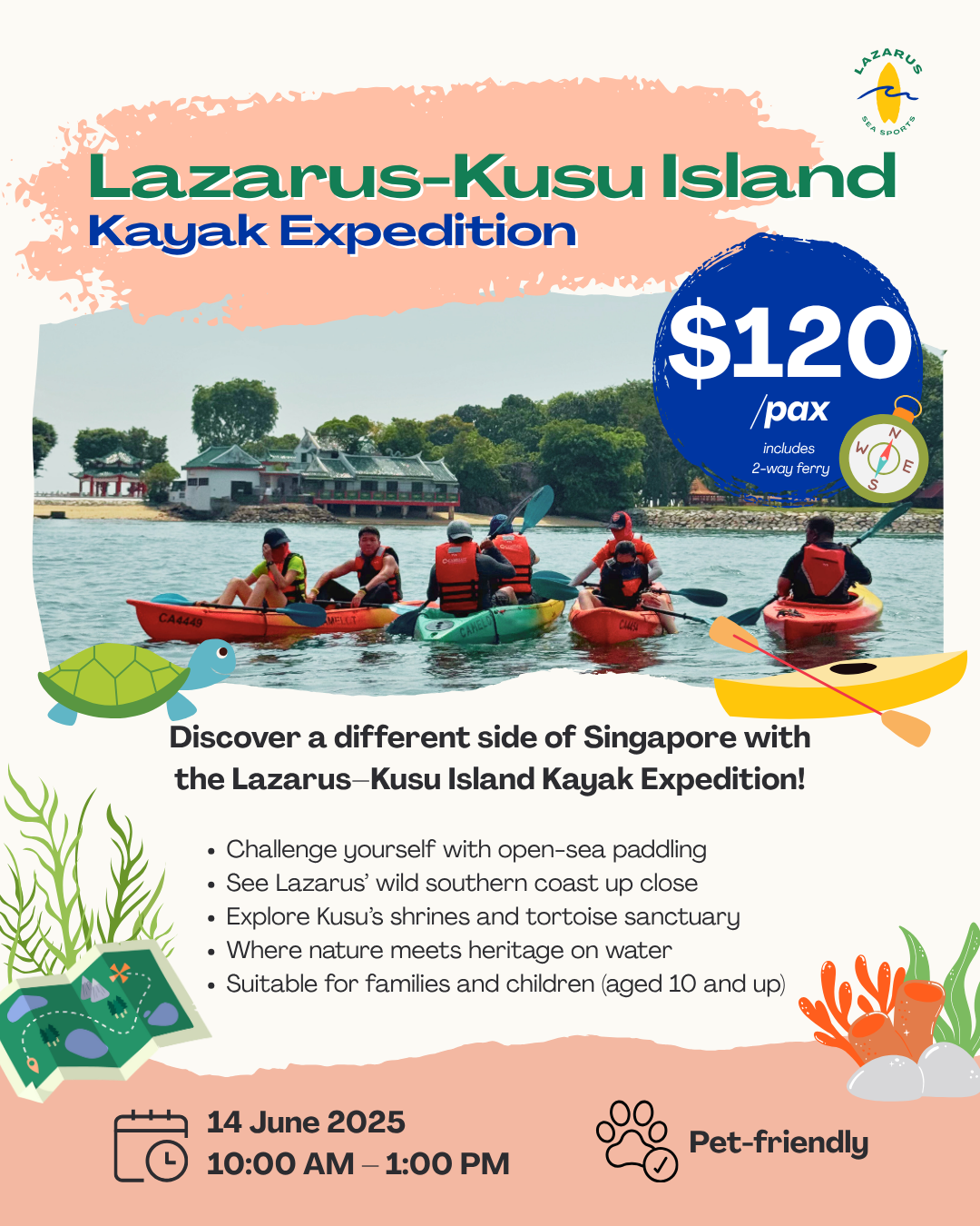 Lazarus Island–Kusu Island Kayak Expedition (inclusive of 2 way ferry tickets)